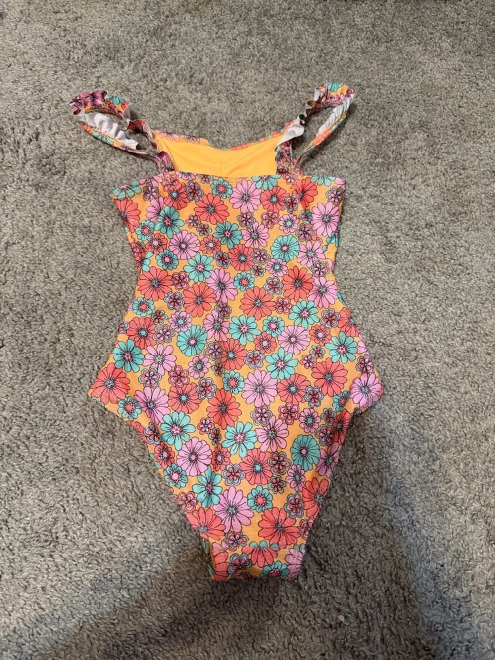 Cat & Jack Girls Floral One-Piece Swimsuit in Orange, Pink, Teal